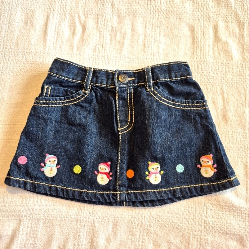 Gymboree girls size 12-18 months Cozy Cutie girls jean skirt embroidered EUC